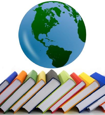 globe and books